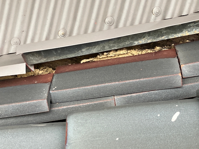 下屋根の熨斗瓦にズレ